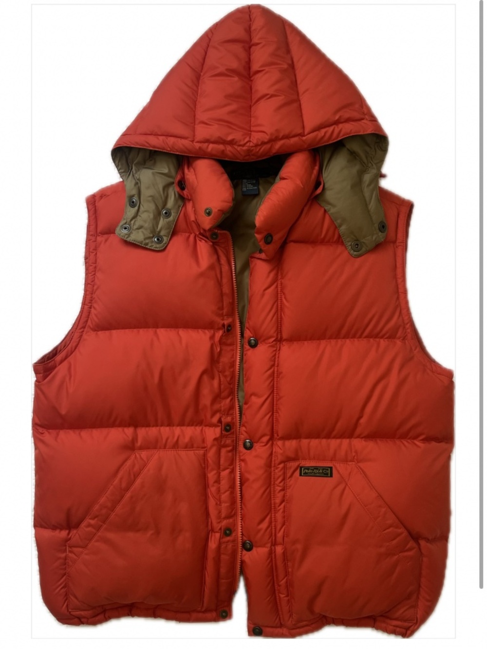 Polo Ralph Lauren Down Puffer Vest Men’s XL Orange Quilted Hooded